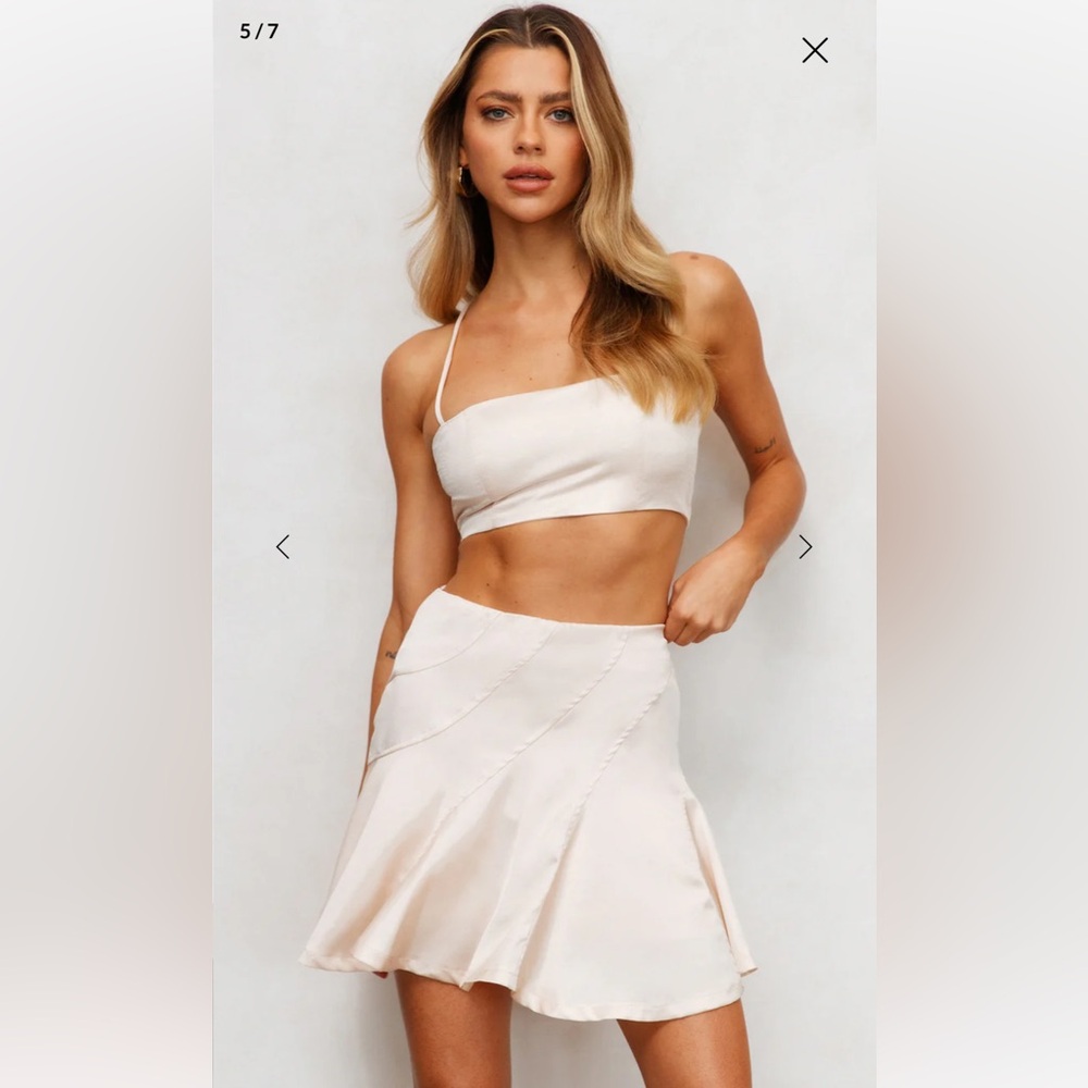 Hello Molly Cream Britney Babe Skater Mini Skirt